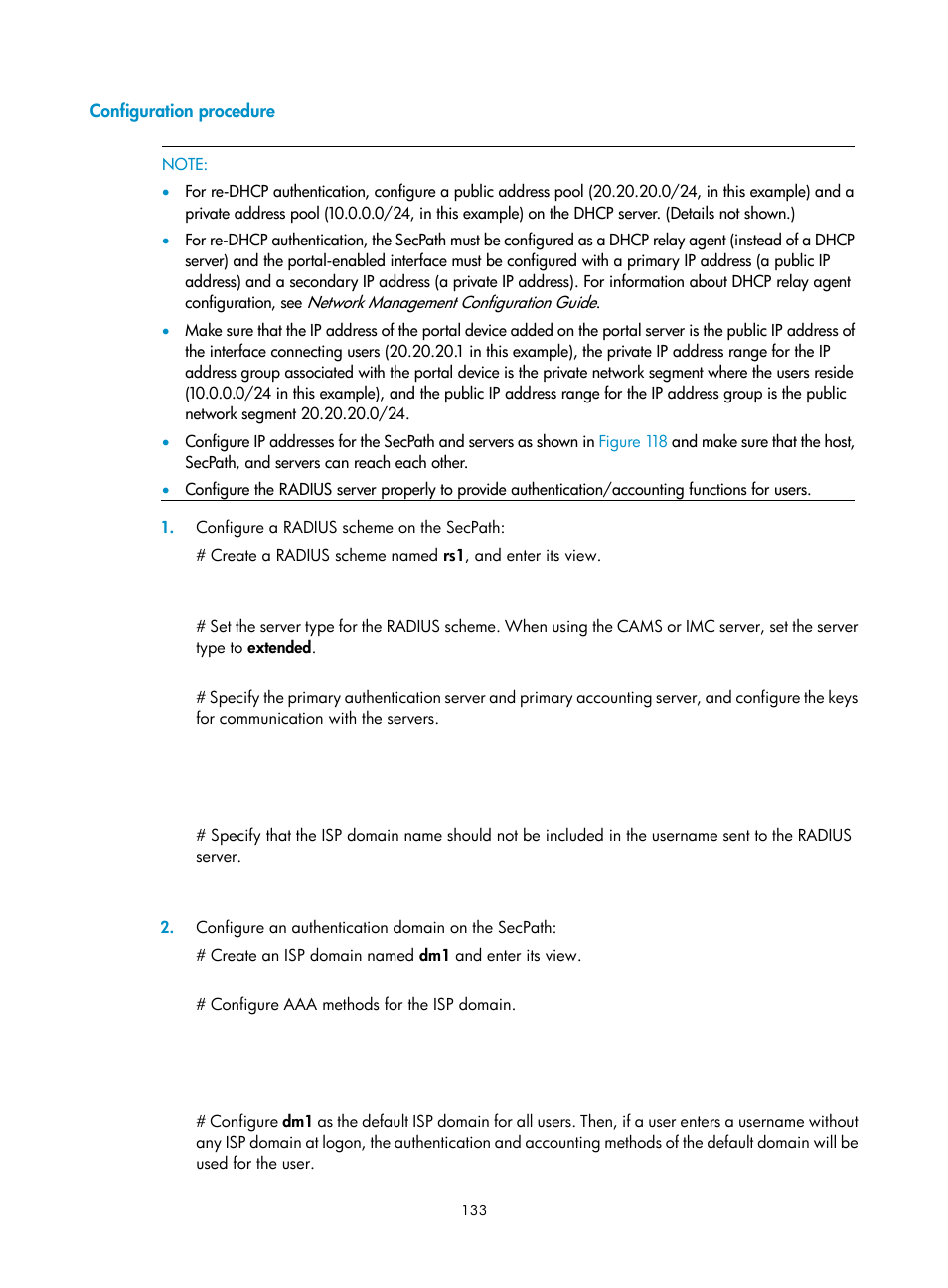 Configuration procedure | H3C Technologies H3C SecPath F1000-E User Manual | Page 143 / 273