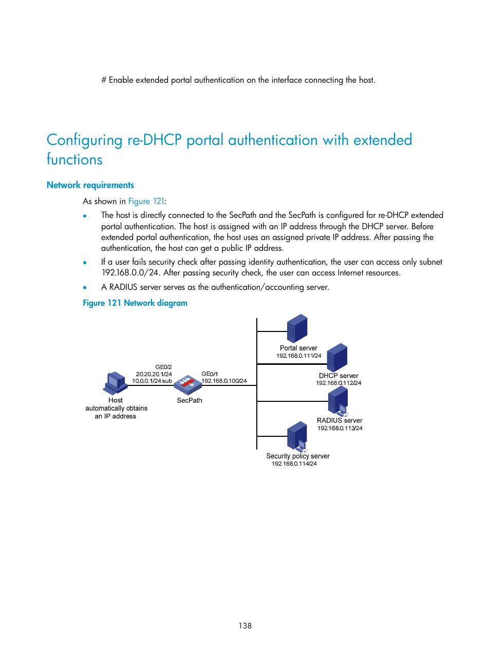 Network requirements | H3C Technologies H3C SecPath F1000-E User Manual | Page 148 / 273