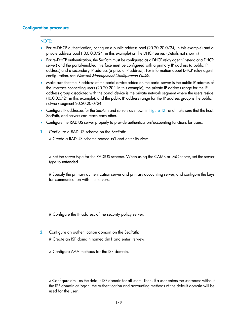 Configuration procedure | H3C Technologies H3C SecPath F1000-E User Manual | Page 149 / 273
