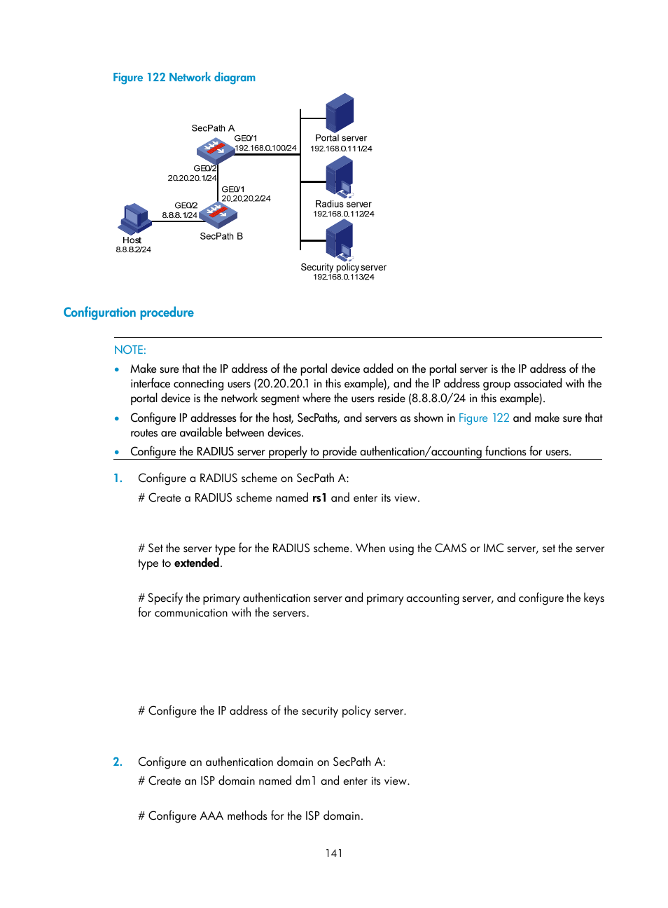 Configuration procedure | H3C Technologies H3C SecPath F1000-E User Manual | Page 151 / 273