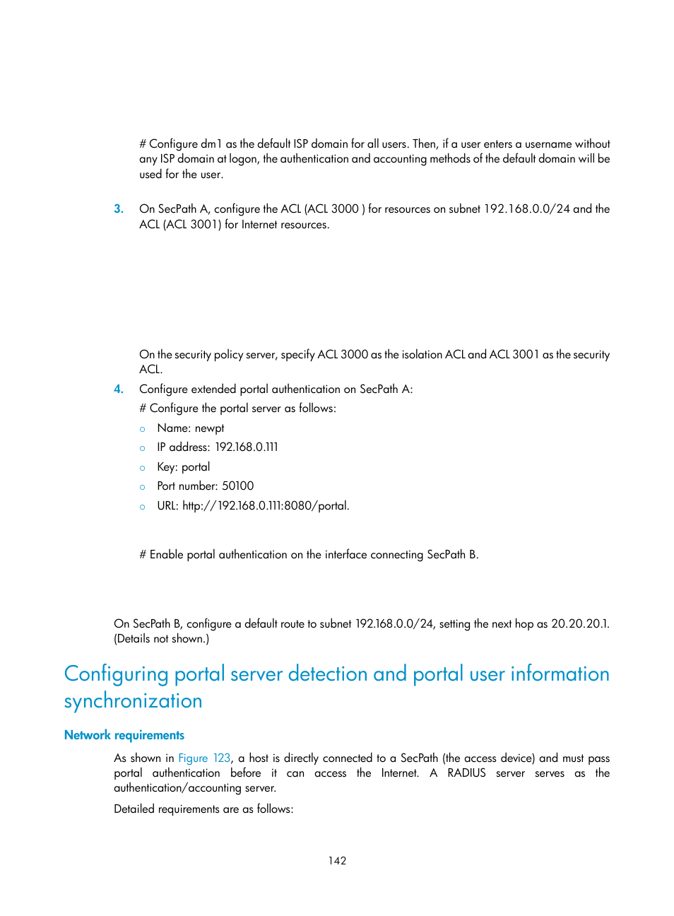 Network requirements | H3C Technologies H3C SecPath F1000-E User Manual | Page 152 / 273