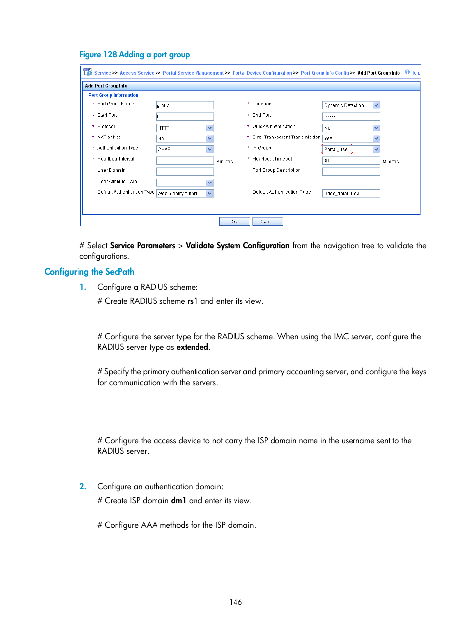 Configuring the secpath, N in, Figure 128 | H3C Technologies H3C SecPath F1000-E User Manual | Page 156 / 273