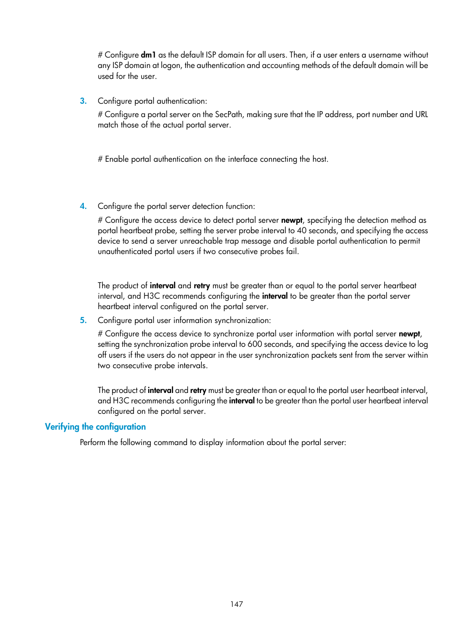 Verifying the configuration | H3C Technologies H3C SecPath F1000-E User Manual | Page 157 / 273