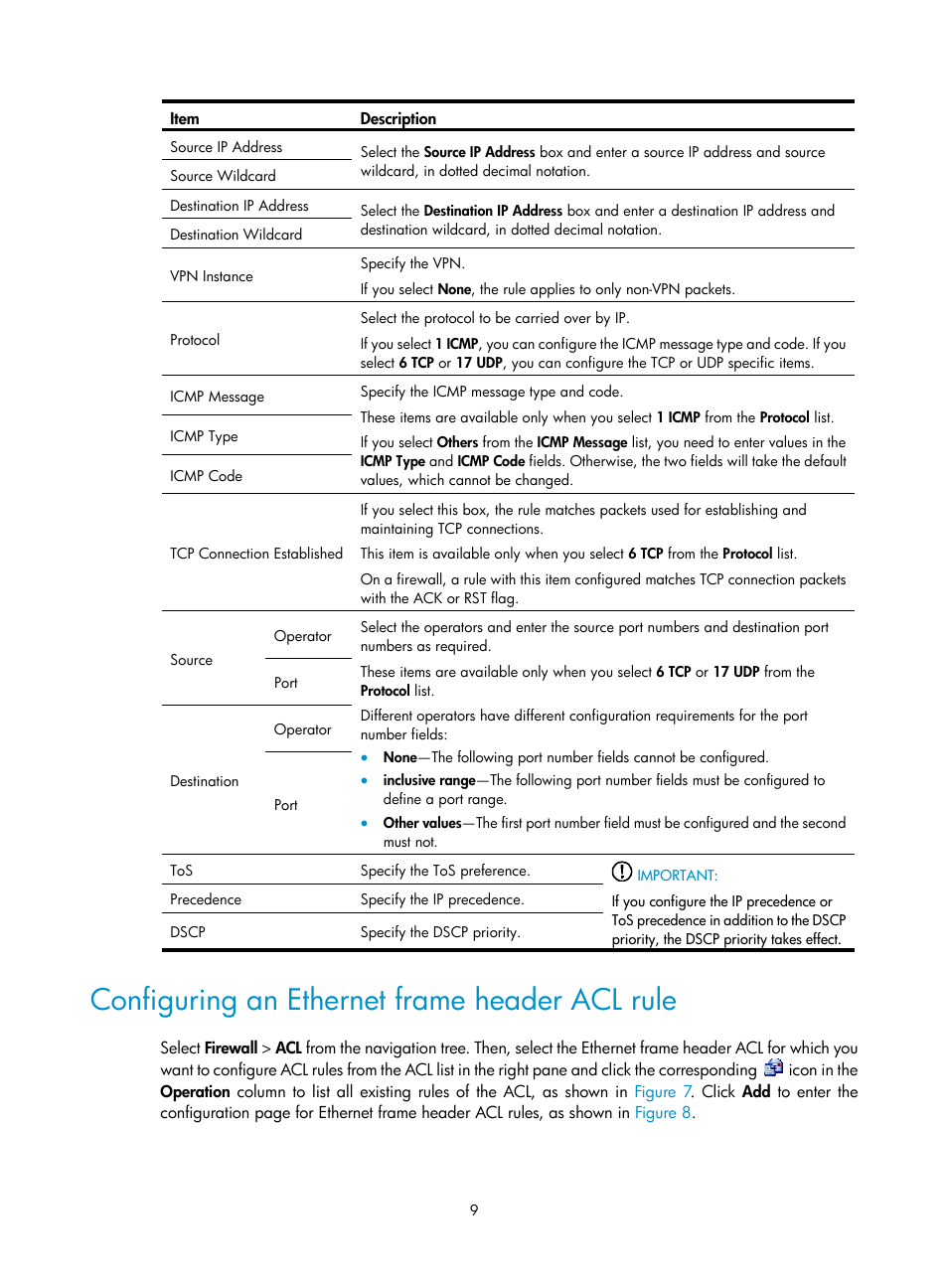 Configuring an ethernet frame header acl rule | H3C Technologies H3C SecPath F1000-E User Manual | Page 19 / 273