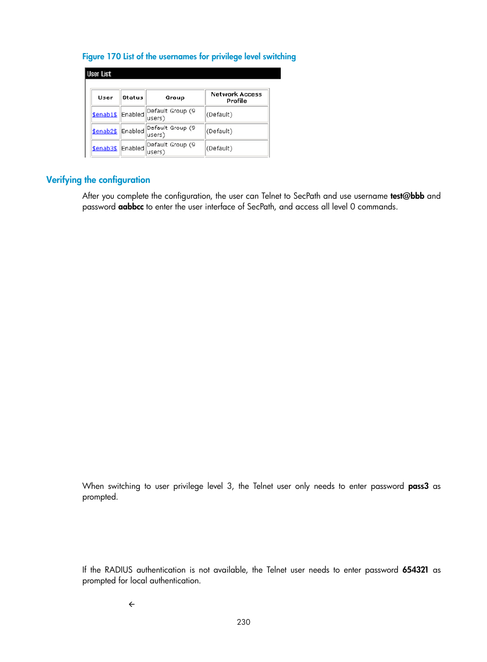 Verifying the configuration | H3C Technologies H3C SecPath F1000-E User Manual | Page 240 / 273