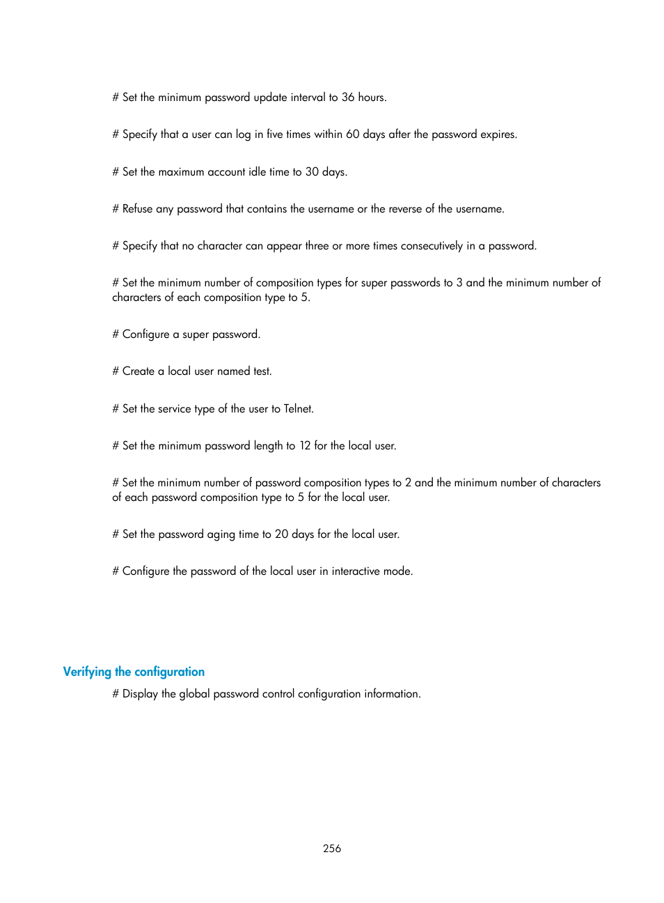 Verifying the configuration | H3C Technologies H3C SecPath F1000-E User Manual | Page 266 / 273