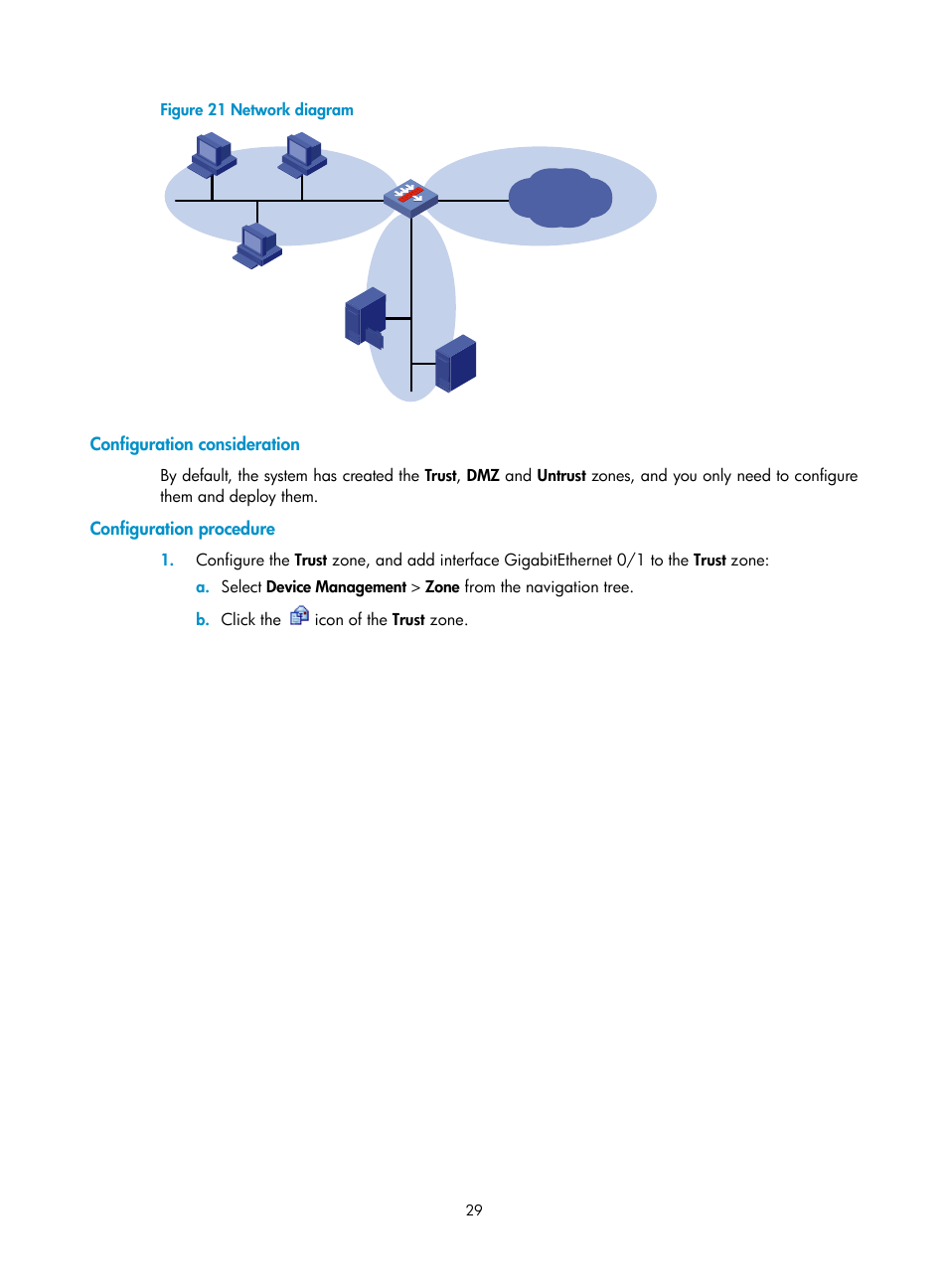 Configuration consideration, Configuration procedure | H3C Technologies H3C SecPath F1000-E User Manual | Page 39 / 273