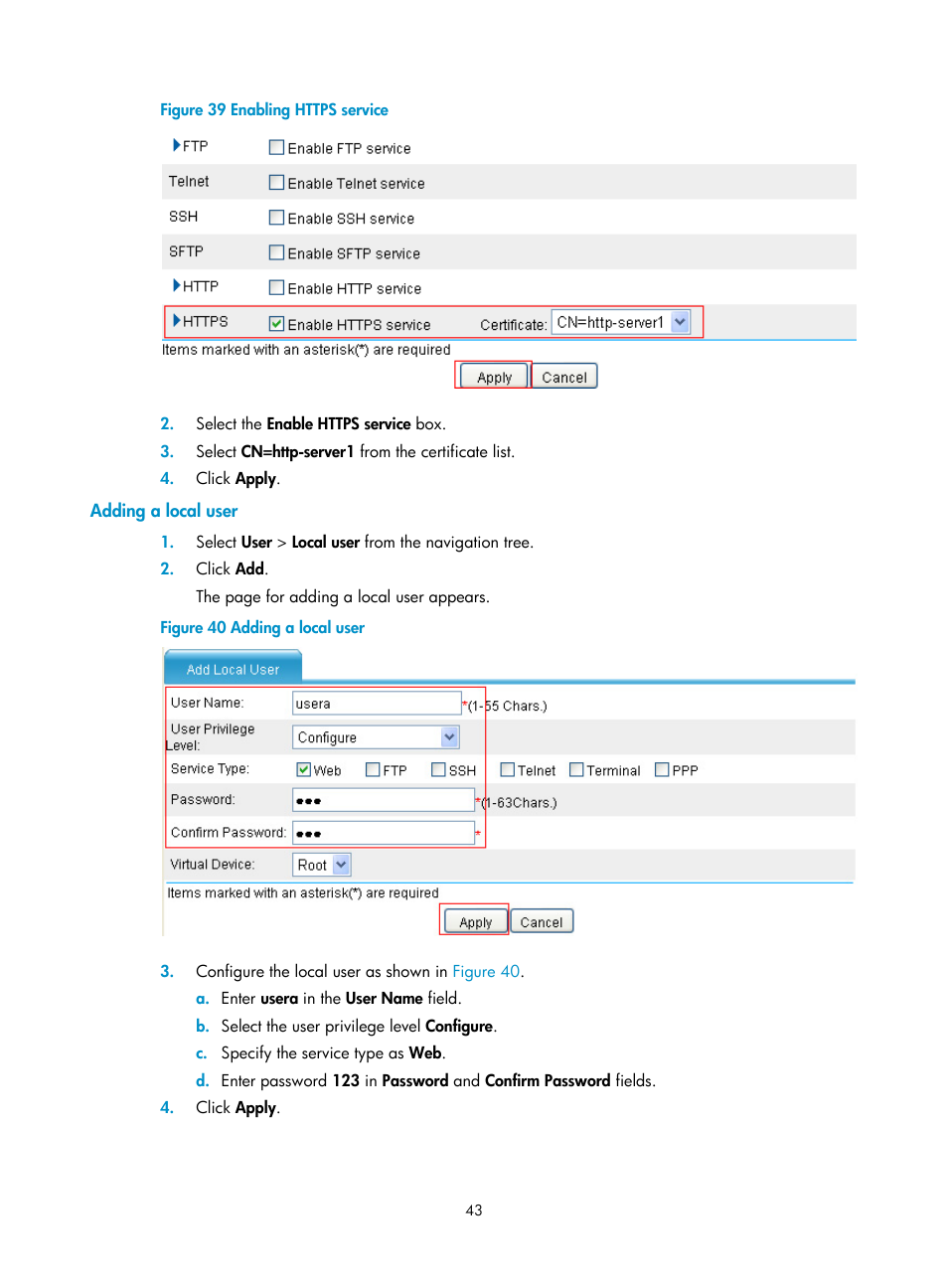 Adding a local user | H3C Technologies H3C SecPath F1000-E User Manual | Page 53 / 273