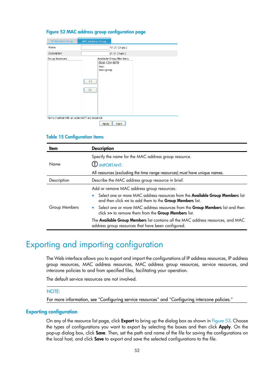Exporting and importing configuration, Exporting configuration, Figure 52 | H3C Technologies H3C SecPath F1000-E User Manual | Page 62 / 273