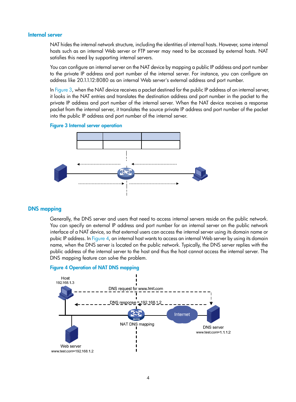 Internal server, Dns mapping | H3C Technologies H3C SecPath F1000-E User Manual | Page 11 / 68