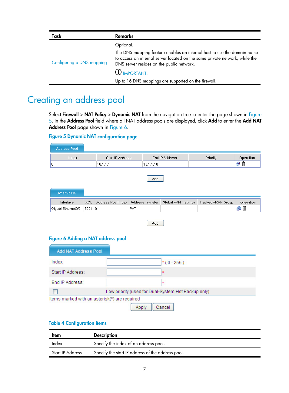 Creating an address pool | H3C Technologies H3C SecPath F1000-E User Manual | Page 14 / 68