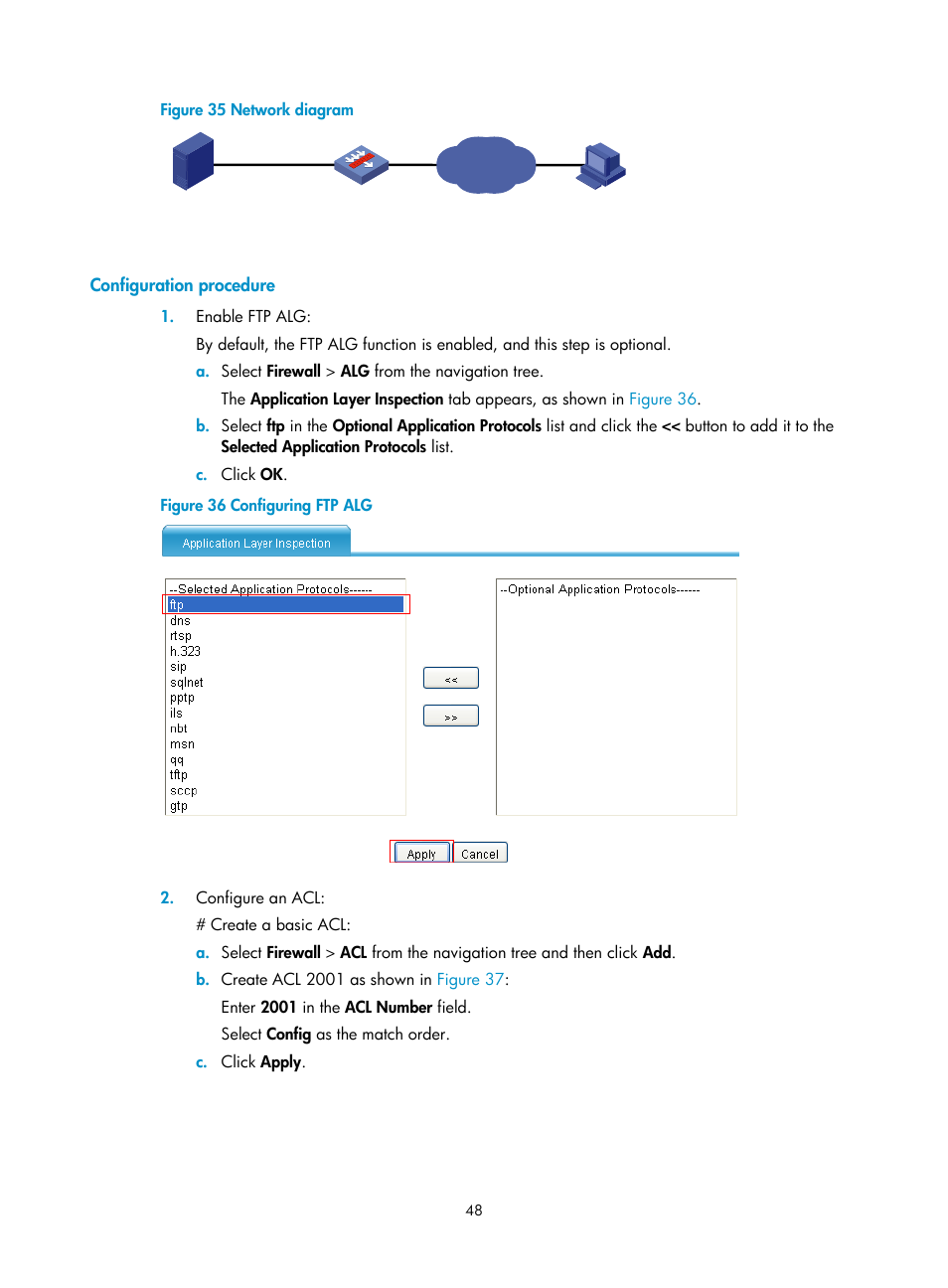 Configuration procedure, N in, Figure 35 | H3C Technologies H3C SecPath F1000-E User Manual | Page 55 / 68