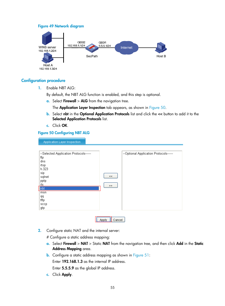 Configuration procedure, Figure 49 | H3C Technologies H3C SecPath F1000-E User Manual | Page 62 / 68