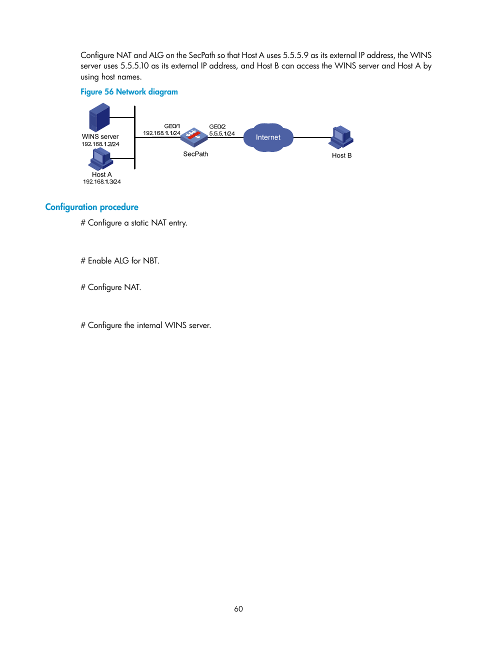 Configuration procedure, N in, Figure 56 | H3C Technologies H3C SecPath F1000-E User Manual | Page 67 / 68