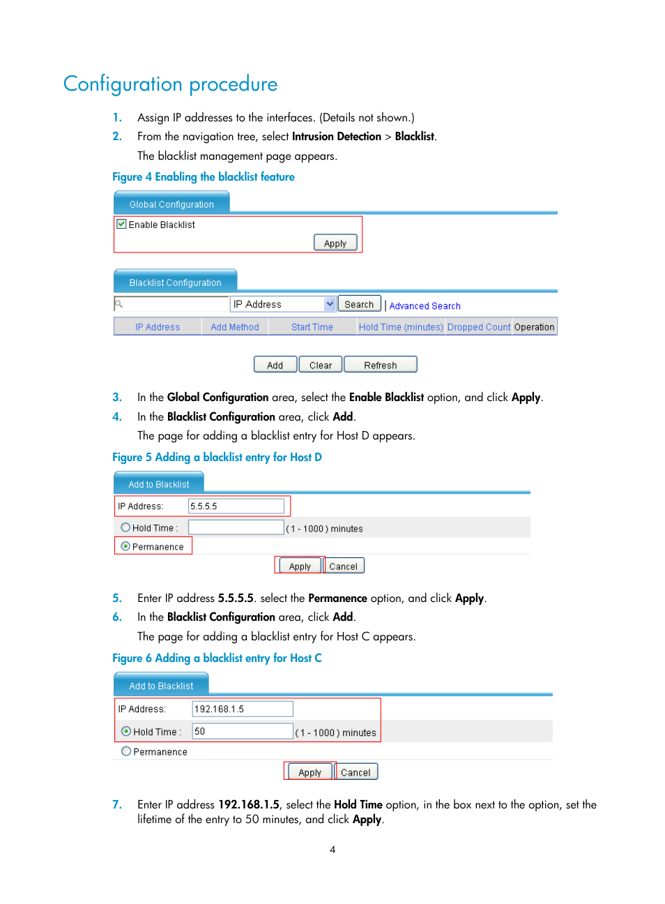 Configuration procedure | H3C Technologies H3C SecPath F1000-E User Manual | Page 12 / 99