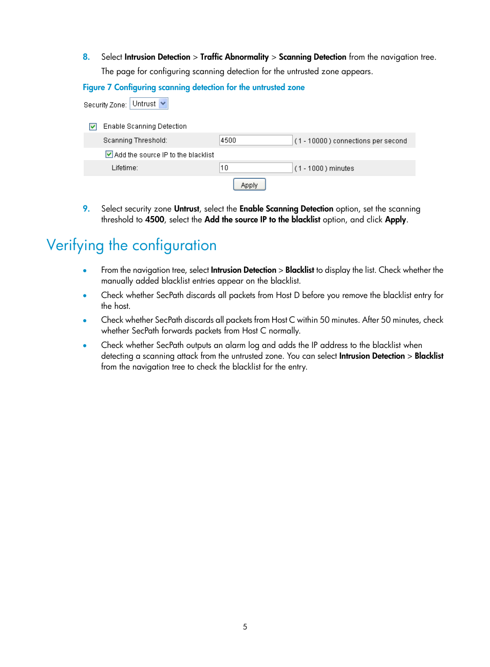 Verifying the configuration | H3C Technologies H3C SecPath F1000-E User Manual | Page 13 / 99