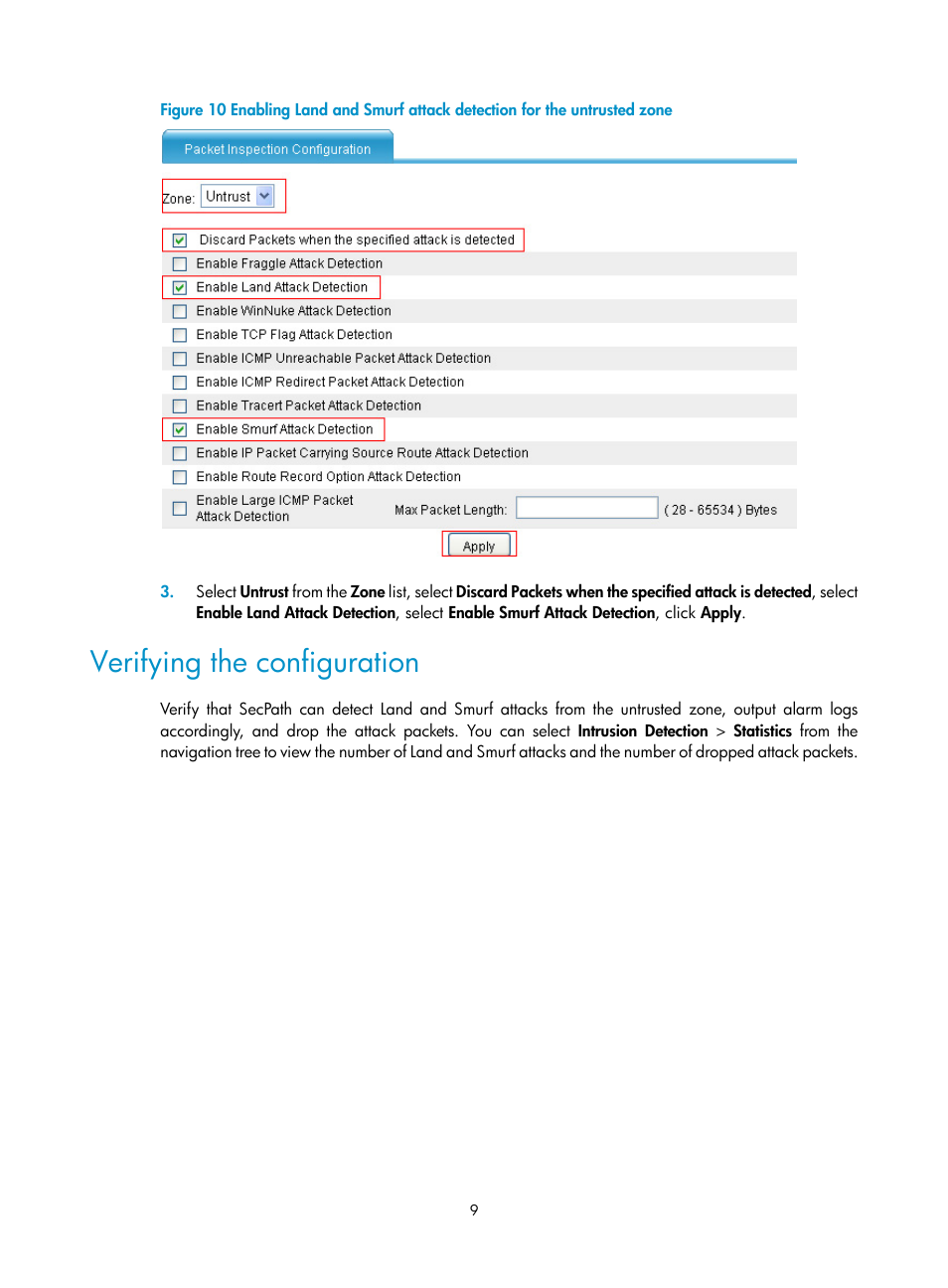 Verifying the configuration | H3C Technologies H3C SecPath F1000-E User Manual | Page 17 / 99