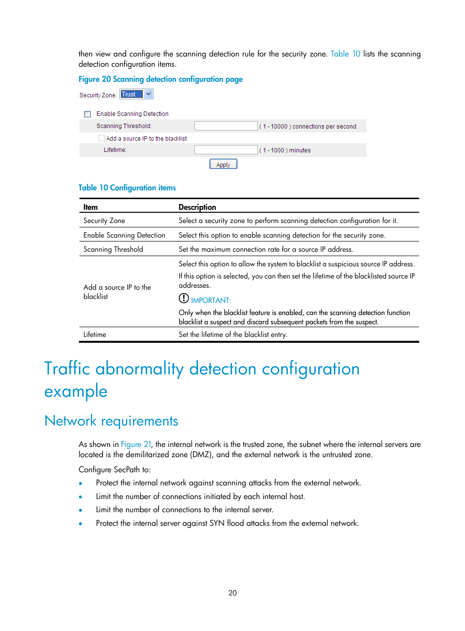 Network requirements, N in, Figure 20 | H3C Technologies H3C SecPath F1000-E User Manual | Page 28 / 99