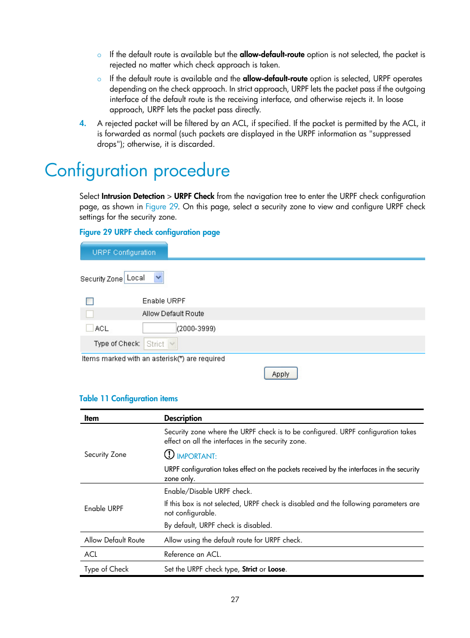 Configuration procedure | H3C Technologies H3C SecPath F1000-E User Manual | Page 35 / 99