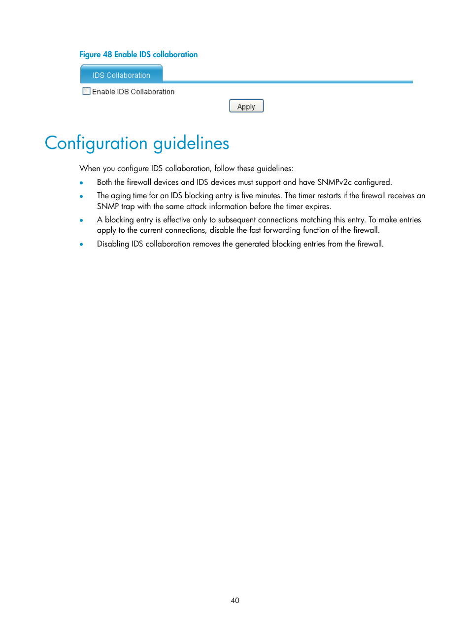 Configuration guidelines | H3C Technologies H3C SecPath F1000-E User Manual | Page 48 / 99