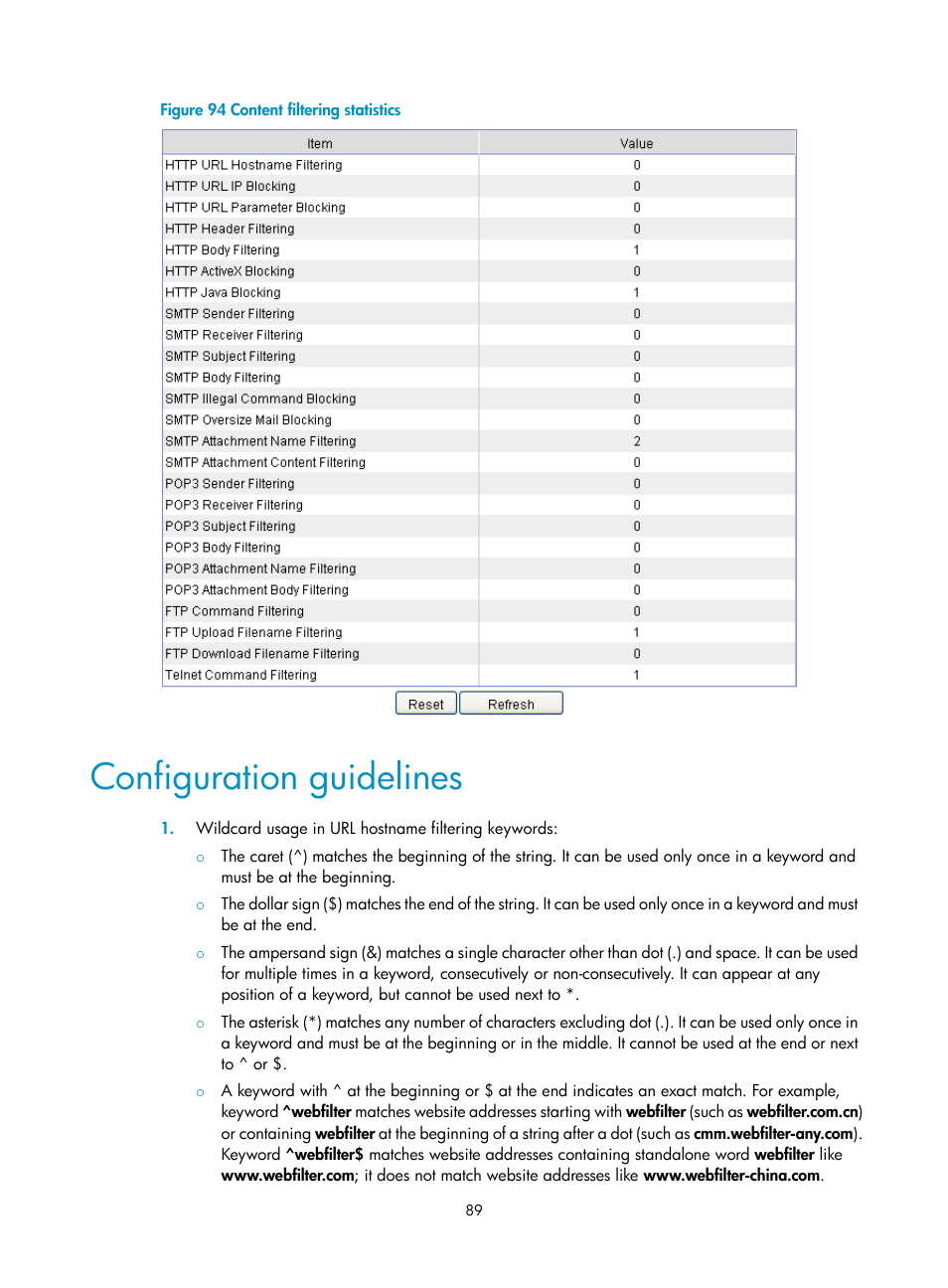 Configuration guidelines | H3C Technologies H3C SecPath F1000-E User Manual | Page 97 / 99