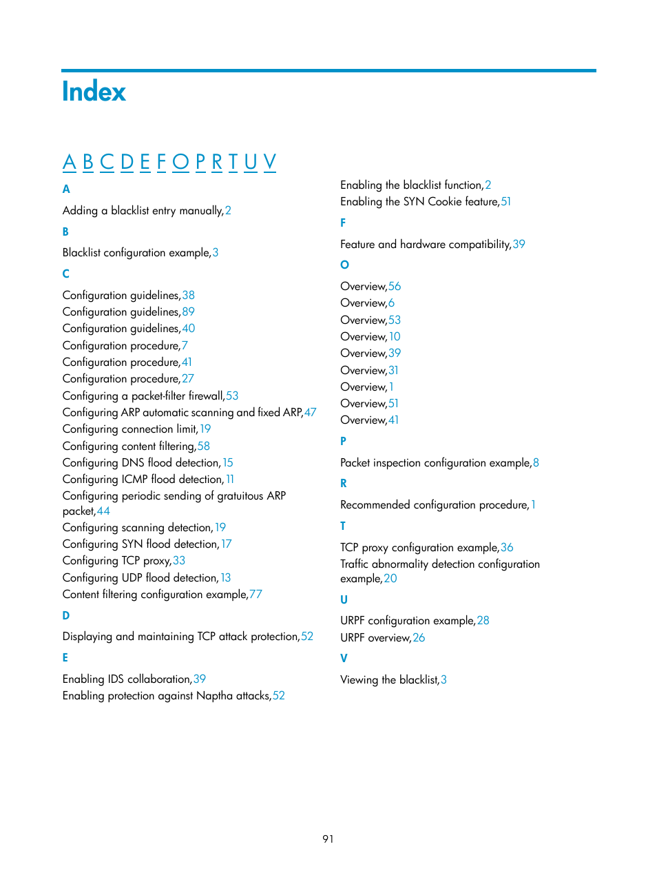 Index | H3C Technologies H3C SecPath F1000-E User Manual | Page 99 / 99