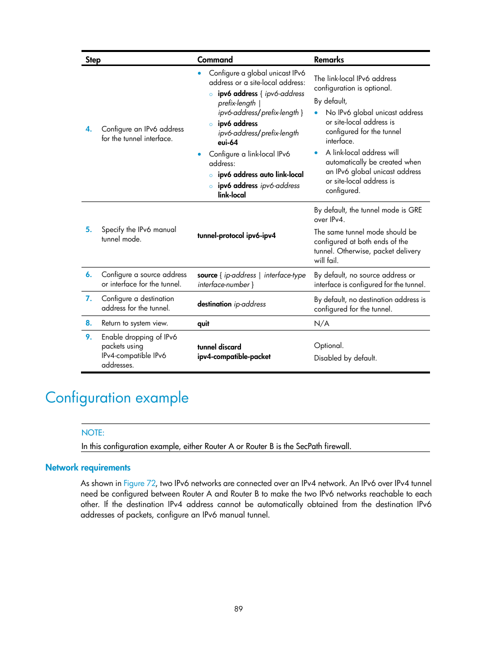 Configuration example, Network requirements | H3C Technologies H3C SecPath F1000-E User Manual | Page 101 / 490