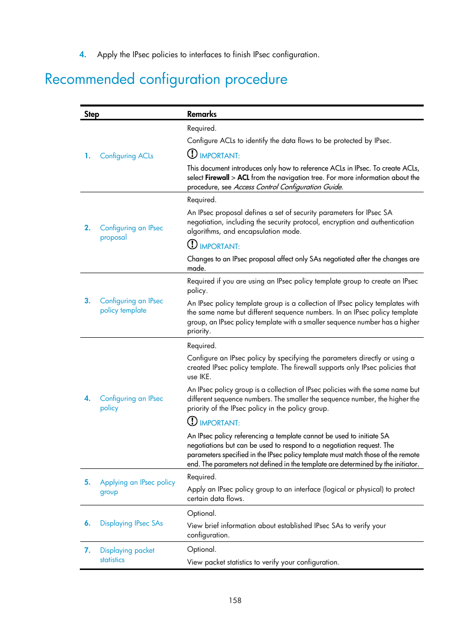 Recommended configuration procedure | H3C Technologies H3C SecPath F1000-E User Manual | Page 170 / 490