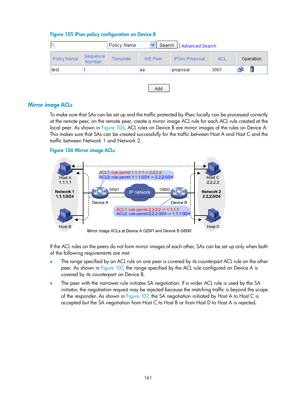 Mirror image acls, Figure 105 | H3C Technologies H3C SecPath F1000-E User Manual | Page 173 / 490