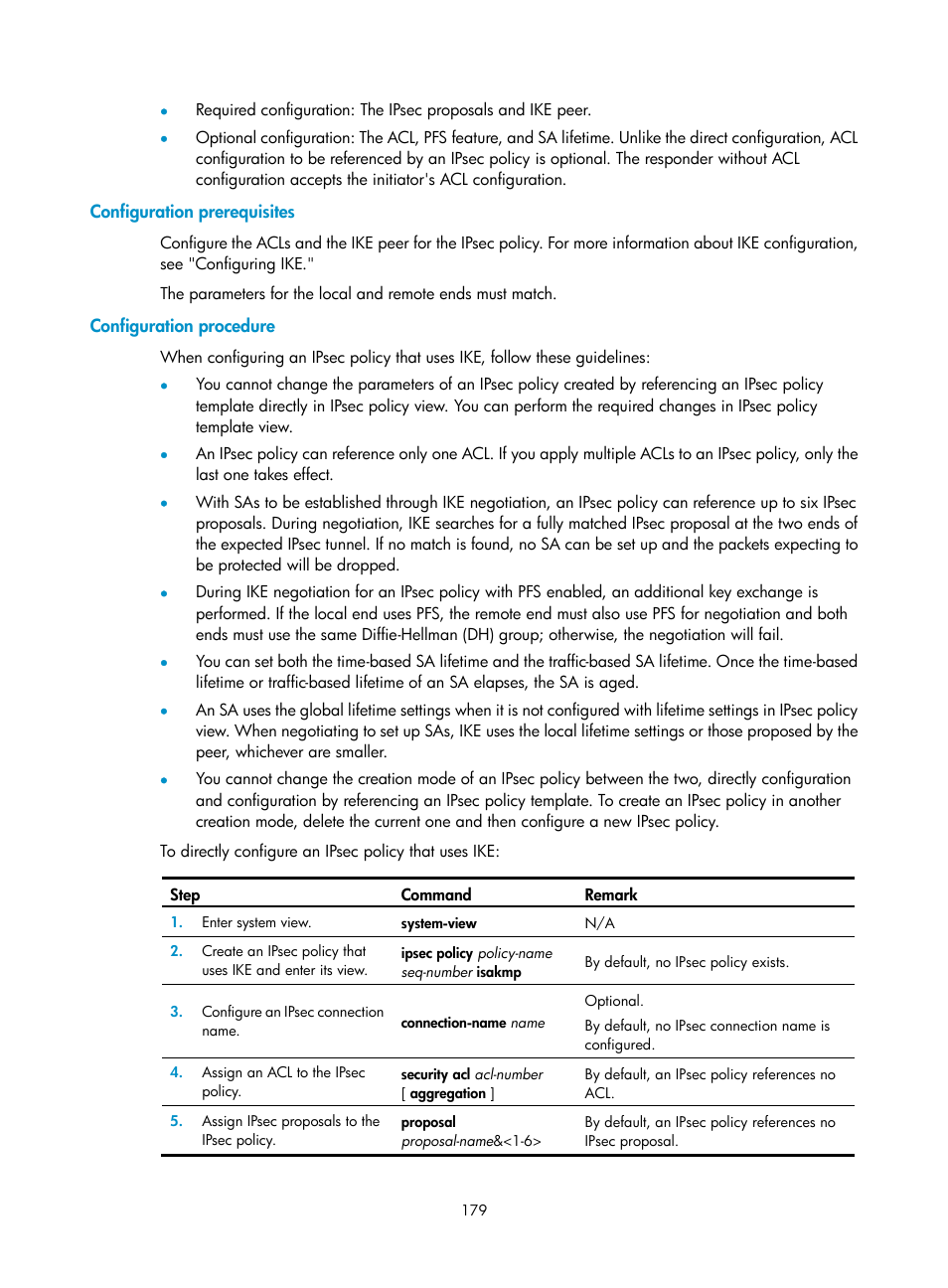 Configuration prerequisites, Configuration procedure | H3C Technologies H3C SecPath F1000-E User Manual | Page 191 / 490