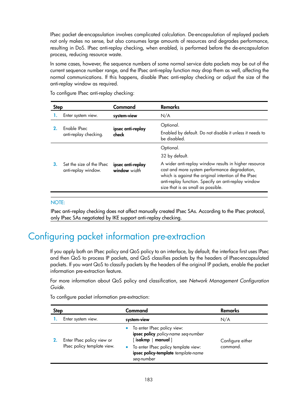 Configuring packet information pre-extraction | H3C Technologies H3C SecPath F1000-E User Manual | Page 195 / 490