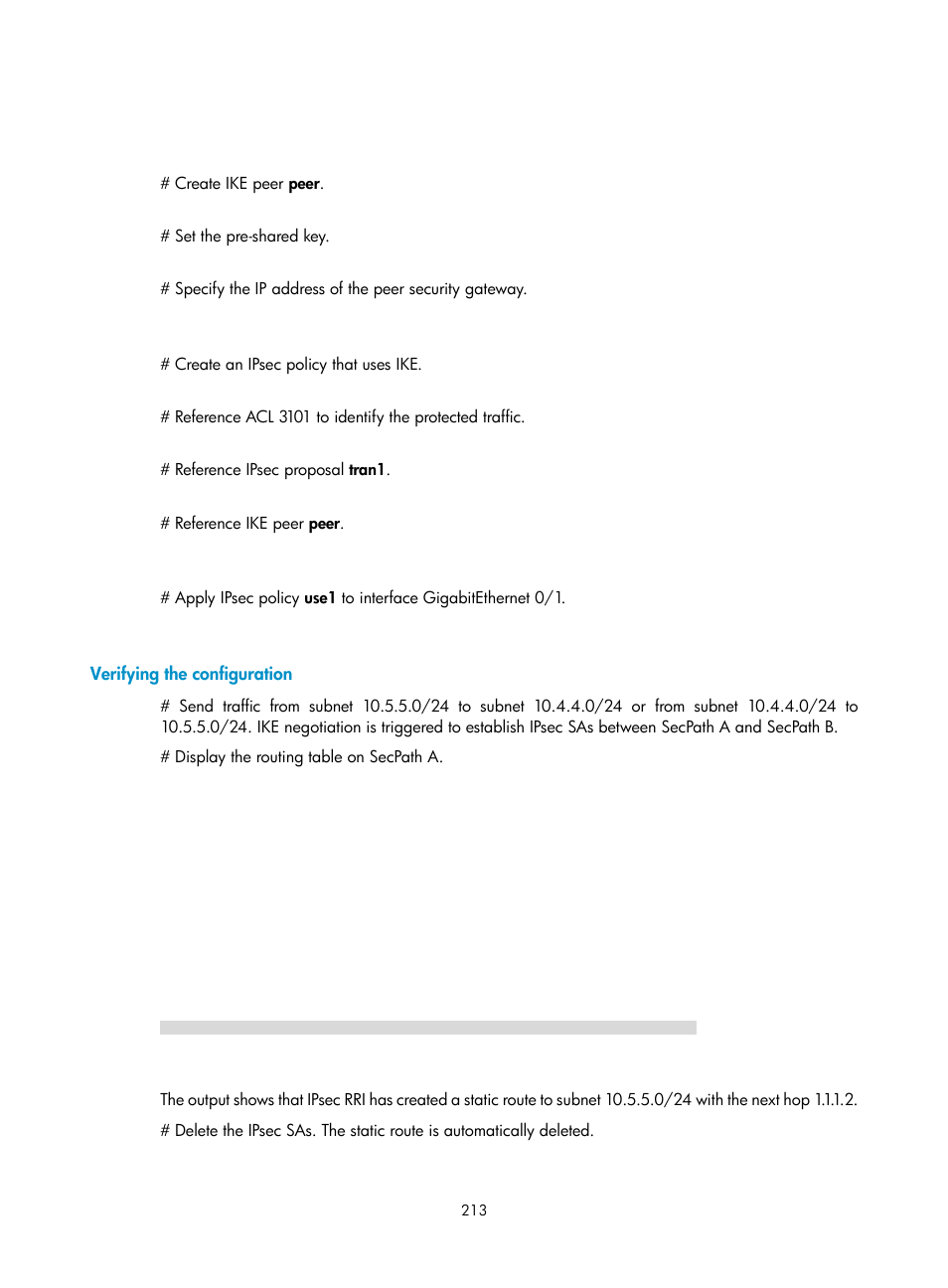 Verifying the configuration | H3C Technologies H3C SecPath F1000-E User Manual | Page 225 / 490