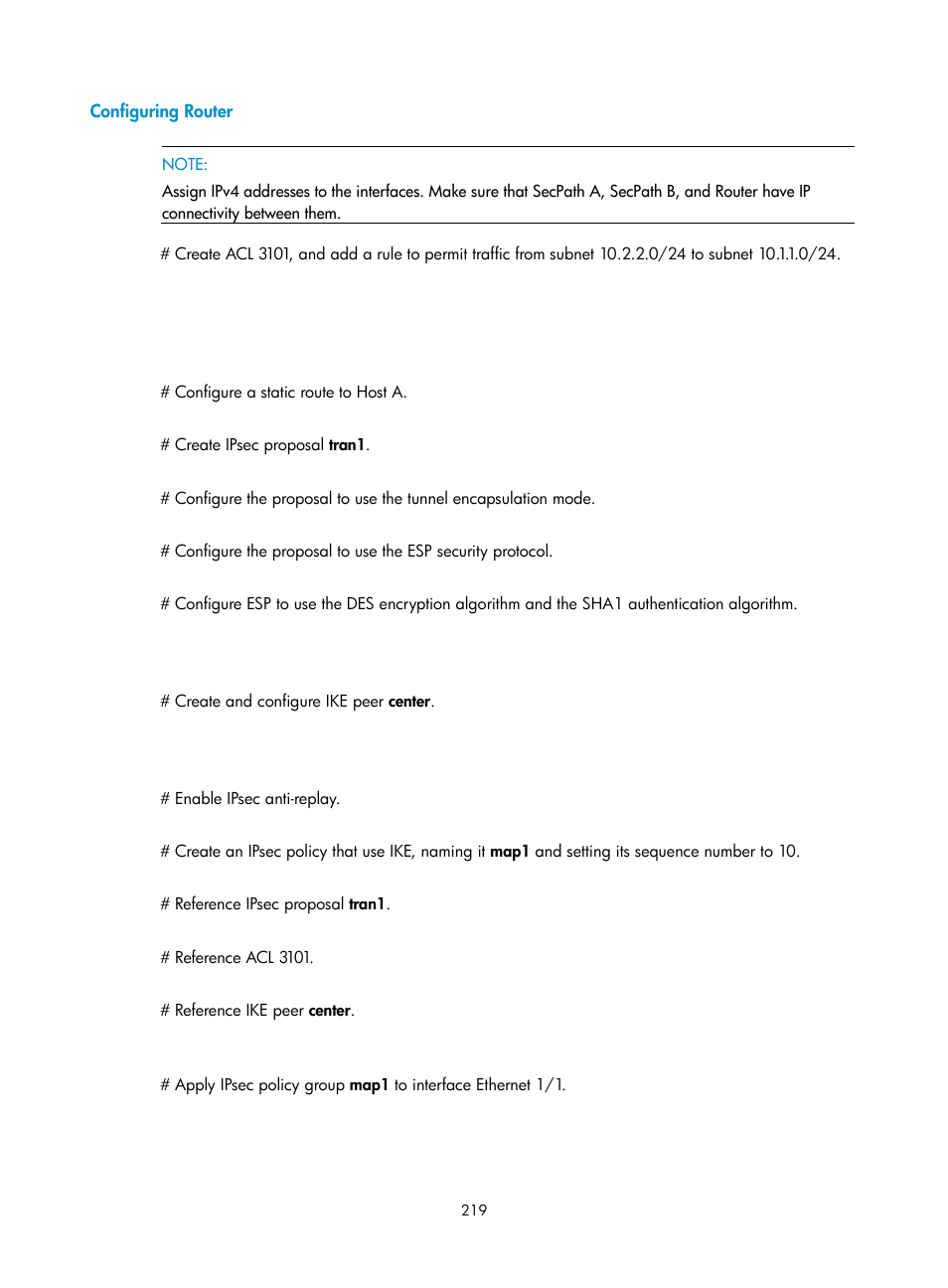 Configuring router | H3C Technologies H3C SecPath F1000-E User Manual | Page 231 / 490