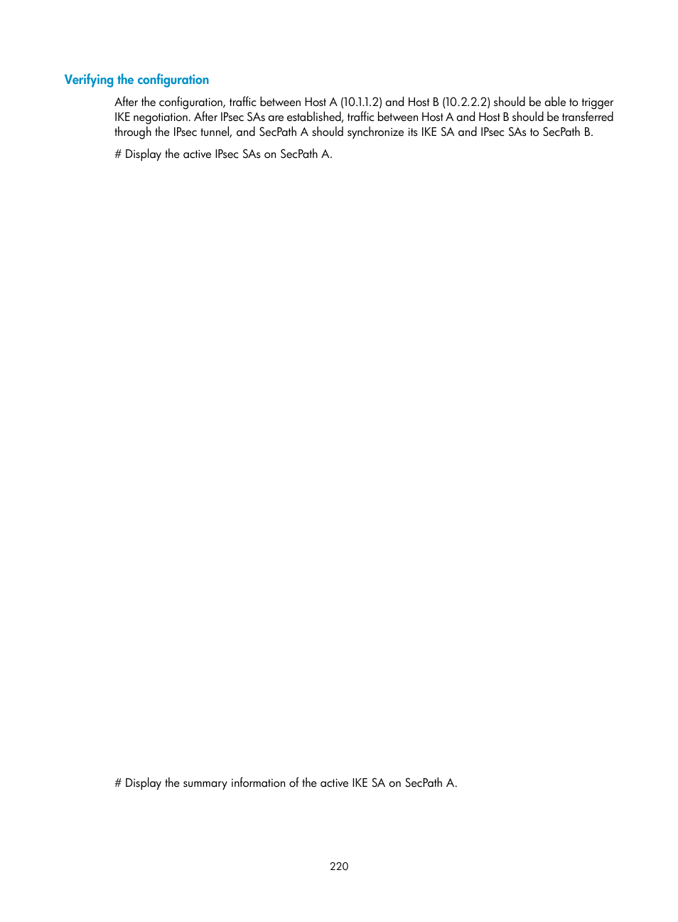 Verifying the configuration | H3C Technologies H3C SecPath F1000-E User Manual | Page 232 / 490