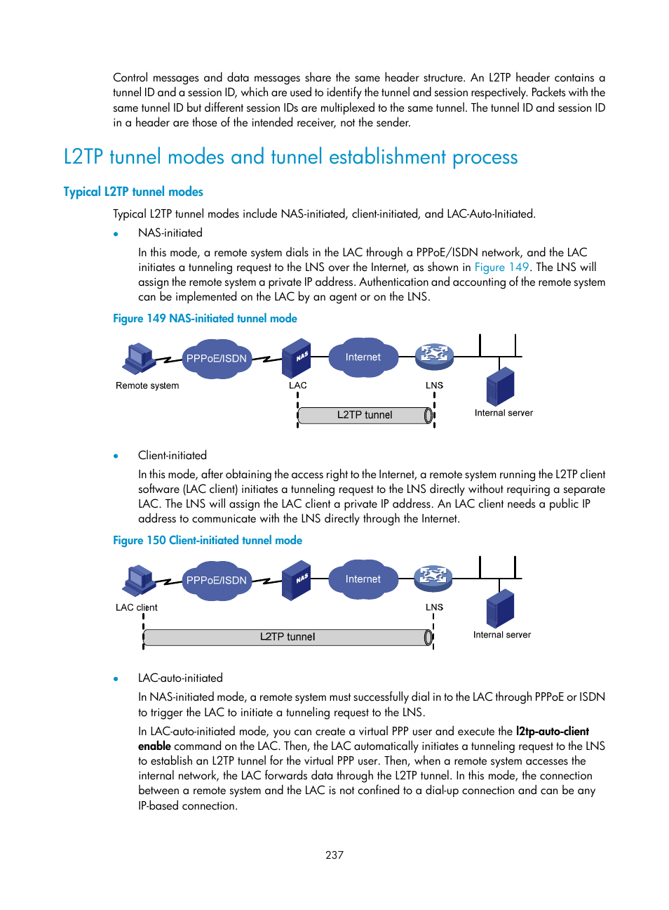 L2tp tunnel modes and tunnel establishment process, Typical l2tp tunnel modes | H3C Technologies H3C SecPath F1000-E User Manual | Page 249 / 490