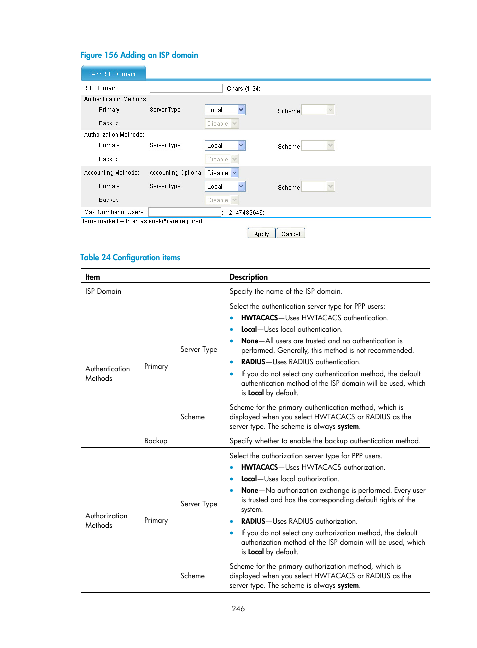 Figure 156, Table 24 | H3C Technologies H3C SecPath F1000-E User Manual | Page 258 / 490