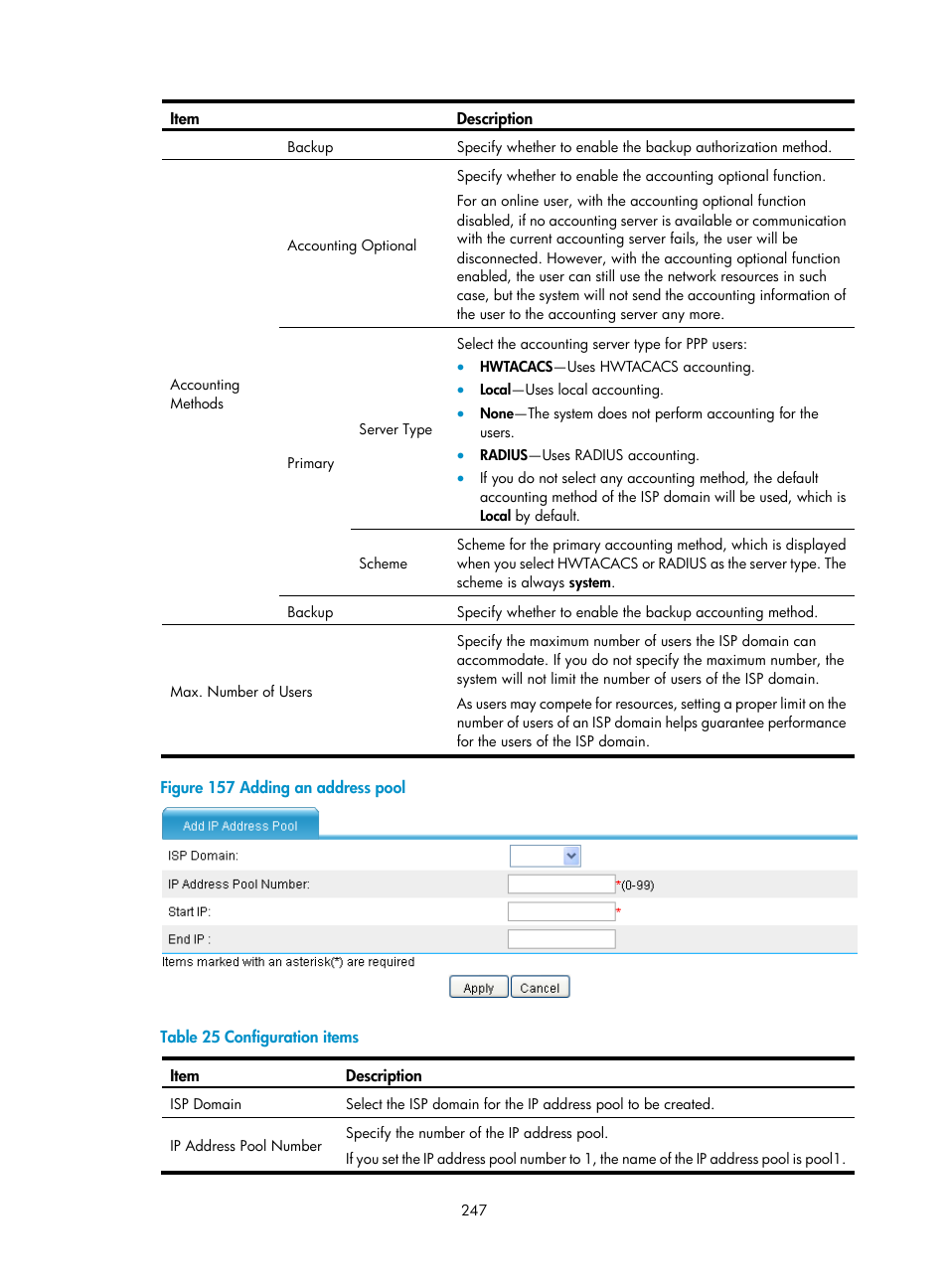 Figure 157, Table 25 | H3C Technologies H3C SecPath F1000-E User Manual | Page 259 / 490