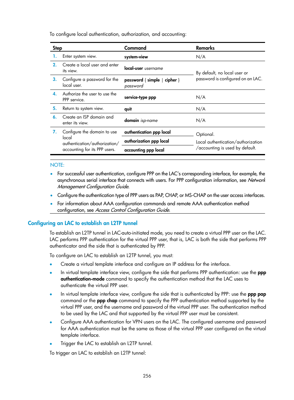 Configuring an lac to establish an l2tp tunnel | H3C Technologies H3C SecPath F1000-E User Manual | Page 268 / 490