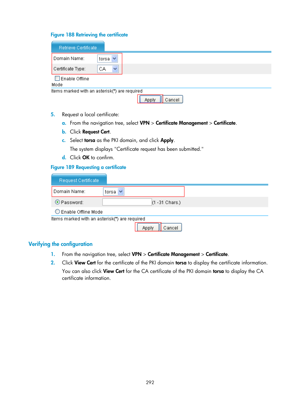 Verifying the configuration | H3C Technologies H3C SecPath F1000-E User Manual | Page 304 / 490