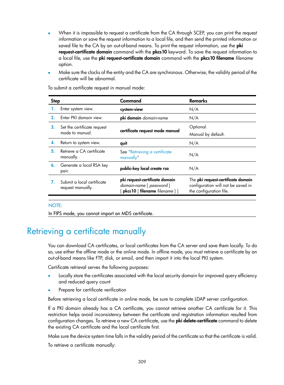 Retrieving a certificate manually | H3C Technologies H3C SecPath F1000-E User Manual | Page 321 / 490