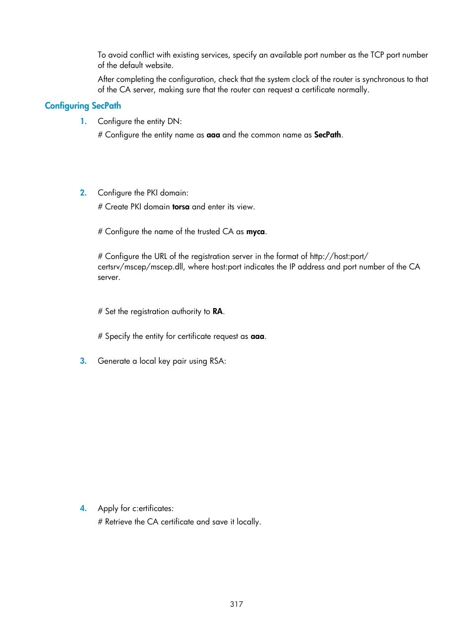 Configuring secpath | H3C Technologies H3C SecPath F1000-E User Manual | Page 329 / 490