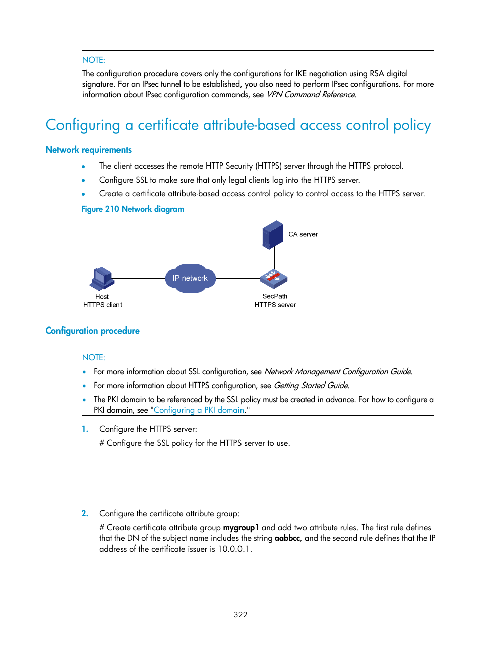 Network requirements, Configuration procedure | H3C Technologies H3C SecPath F1000-E User Manual | Page 334 / 490