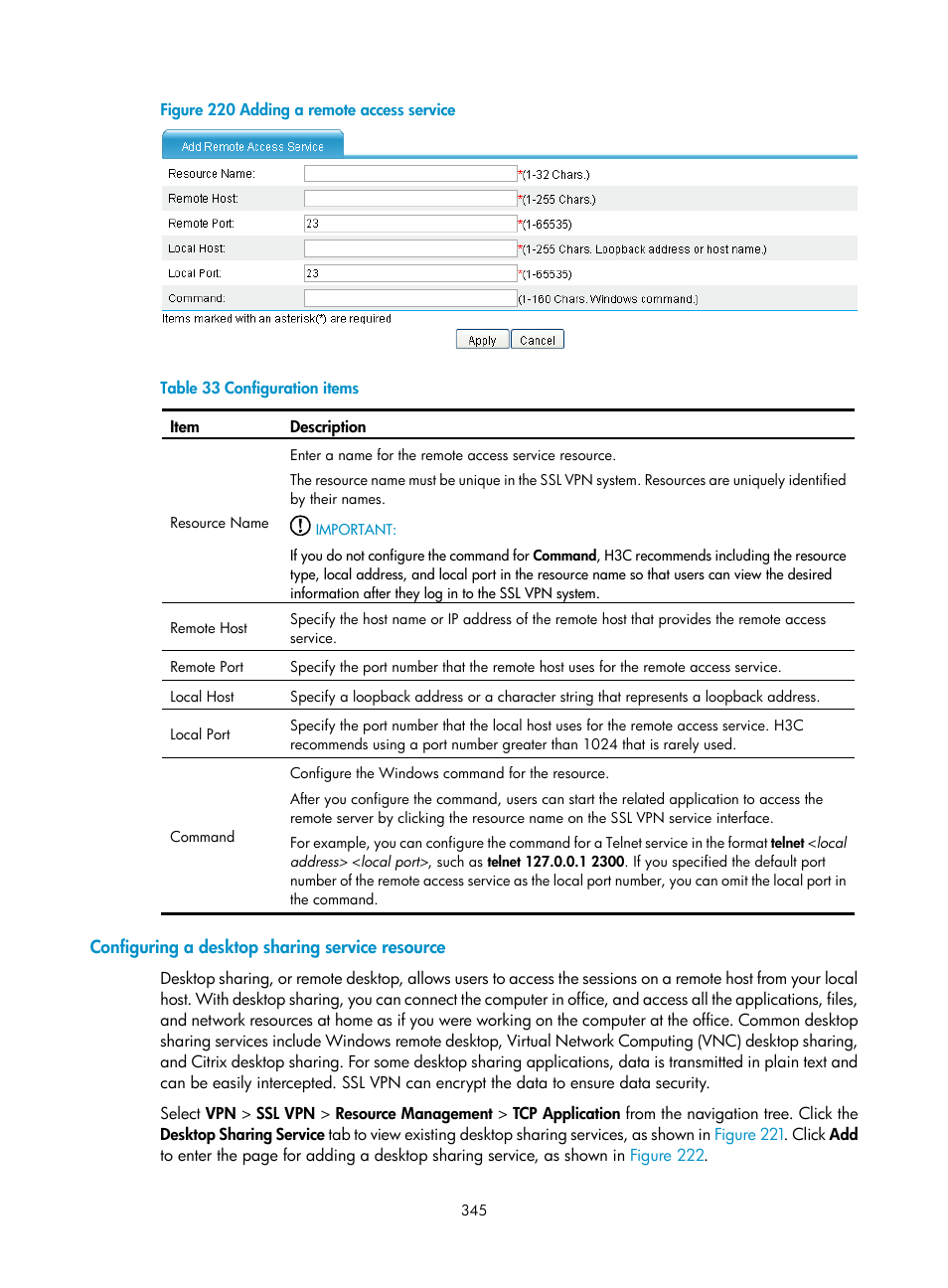 Configuring a desktop sharing service resource | H3C Technologies H3C SecPath F1000-E User Manual | Page 357 / 490