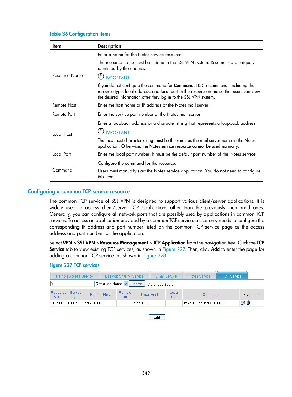 Configuring a common tcp service resource | H3C Technologies H3C SecPath F1000-E User Manual | Page 361 / 490