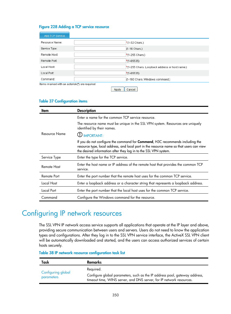 Configuring ip network resources, Figure 228 | H3C Technologies H3C SecPath F1000-E User Manual | Page 362 / 490