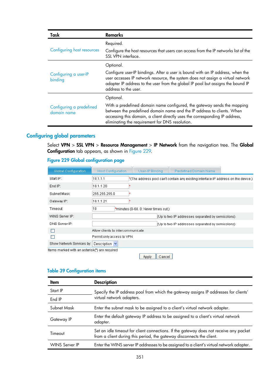 Configuring global parameters | H3C Technologies H3C SecPath F1000-E User Manual | Page 363 / 490