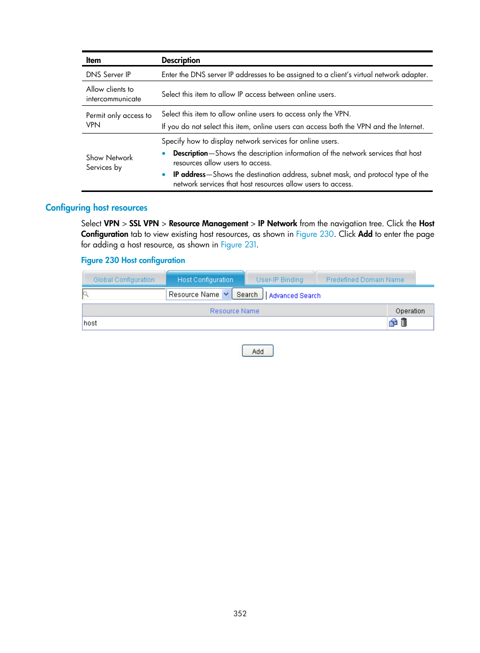 Configuring host resources | H3C Technologies H3C SecPath F1000-E User Manual | Page 364 / 490