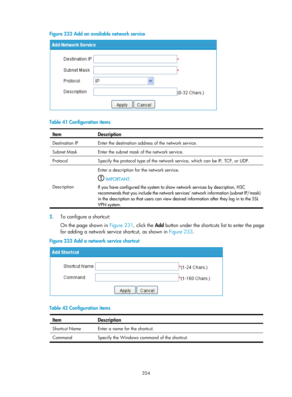 To configure a shortcut, Figure 232 | H3C Technologies H3C SecPath F1000-E User Manual | Page 366 / 490