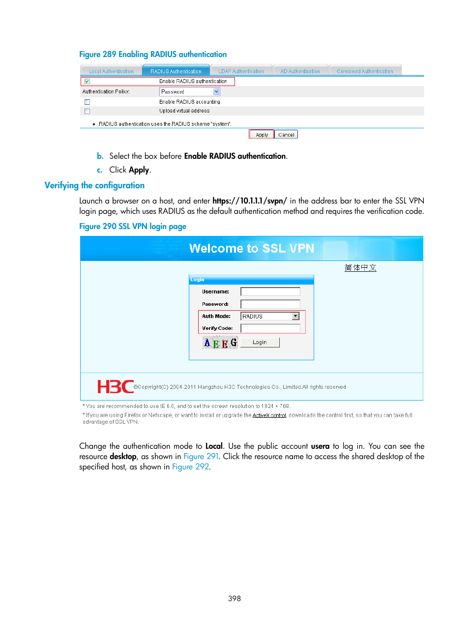 Verifying the configuration | H3C Technologies H3C SecPath F1000-E User Manual | Page 410 / 490