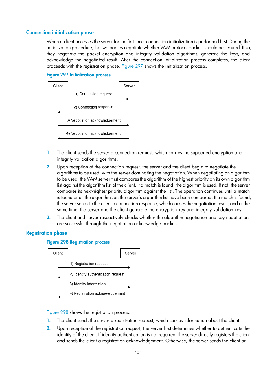 Connection initialization phase, Registration phase | H3C Technologies H3C SecPath F1000-E User Manual | Page 416 / 490